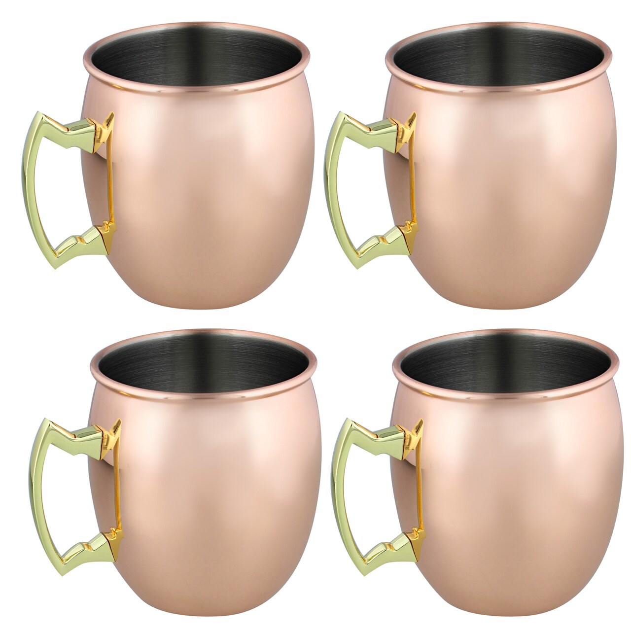 4pc Moscow Mule Copper Mugs Set - Cocktail Glass Copper Drinking Cups Set